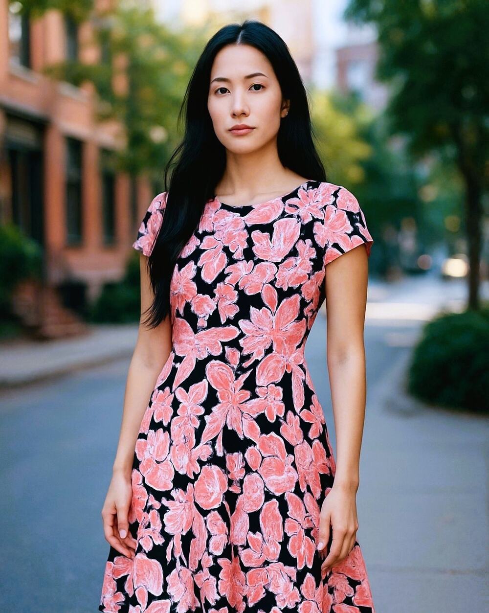 Studio One Dress Womens Petite Small Fit Flare Short Sleeve Floral Textured Boho